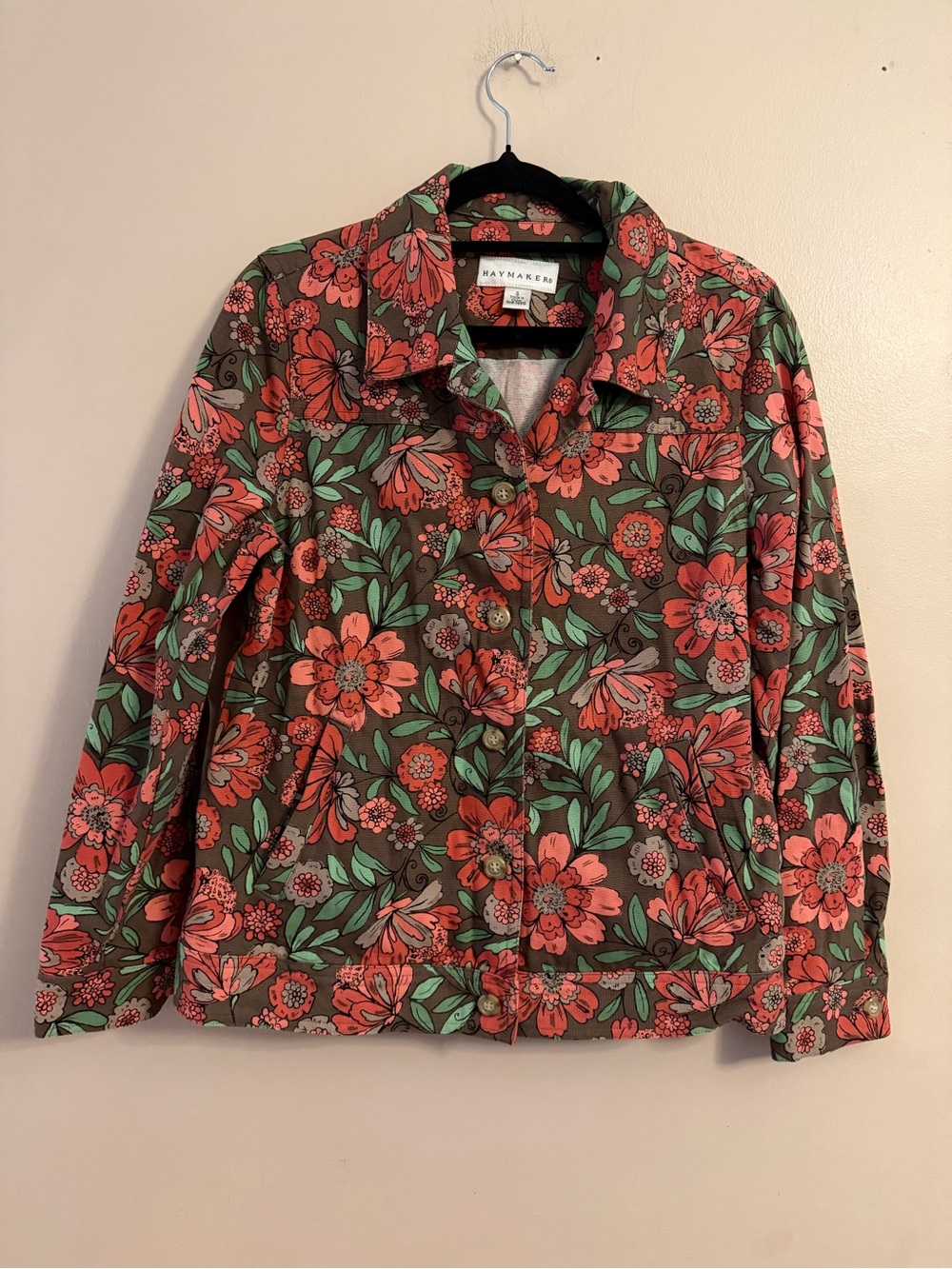 Haymaker Coral Floral Jean Jacket for Women